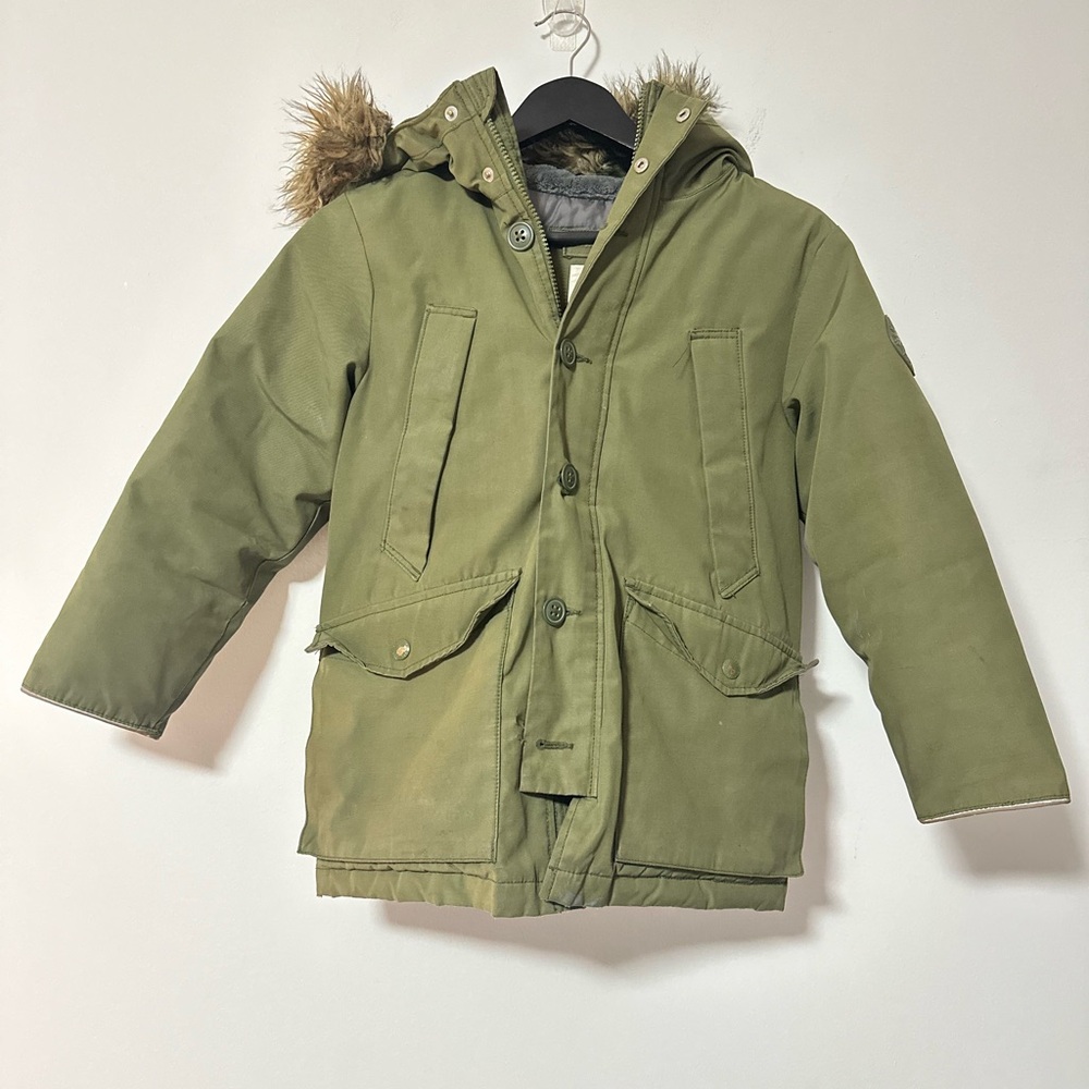 GAP Kids Olive Green Hooded Puffer Jacket